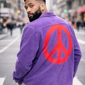 Supervsn Studios Men’s Peace Over Button Up Overshirt Light Jacket Size XL NWT